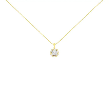 10k Yellow Gold Plated.925 Sterling Silver 1/4 Cttw Diamond 18’’ Pendant Necklace (i-j Color I1-i2 Clarity) - Fine