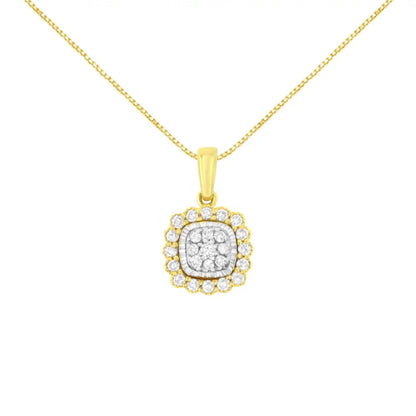 10k Yellow Gold Plated.925 Sterling Silver 1/4 Cttw Diamond 18’’ Pendant Necklace (i-j Color I1-i2 Clarity) - Fine