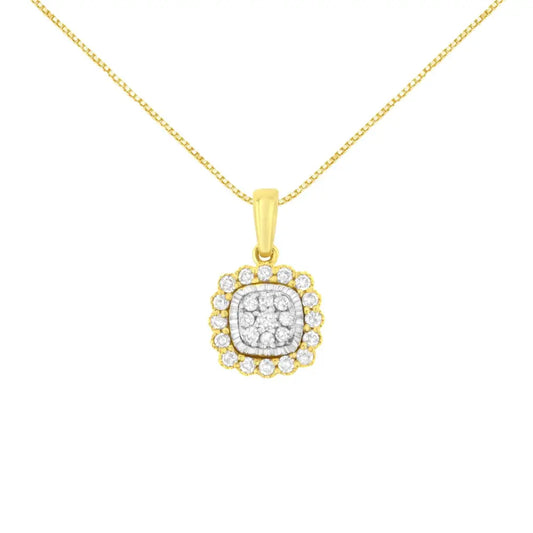 10k Yellow Gold Plated.925 Sterling Silver 1/4 Cttw Diamond 18’’ Pendant Necklace (i-j Color I1-i2 Clarity) - Fine