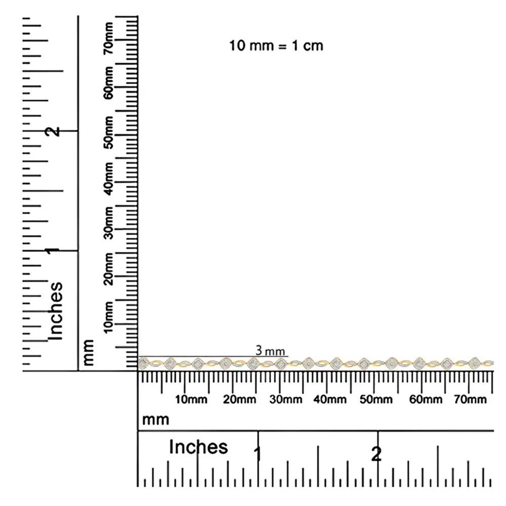 10k Yellow Gold Plated.925 Sterling Silver 1/4 Cttw Diamond Alternating Art Deco Square and Swirl Link 7.25’’