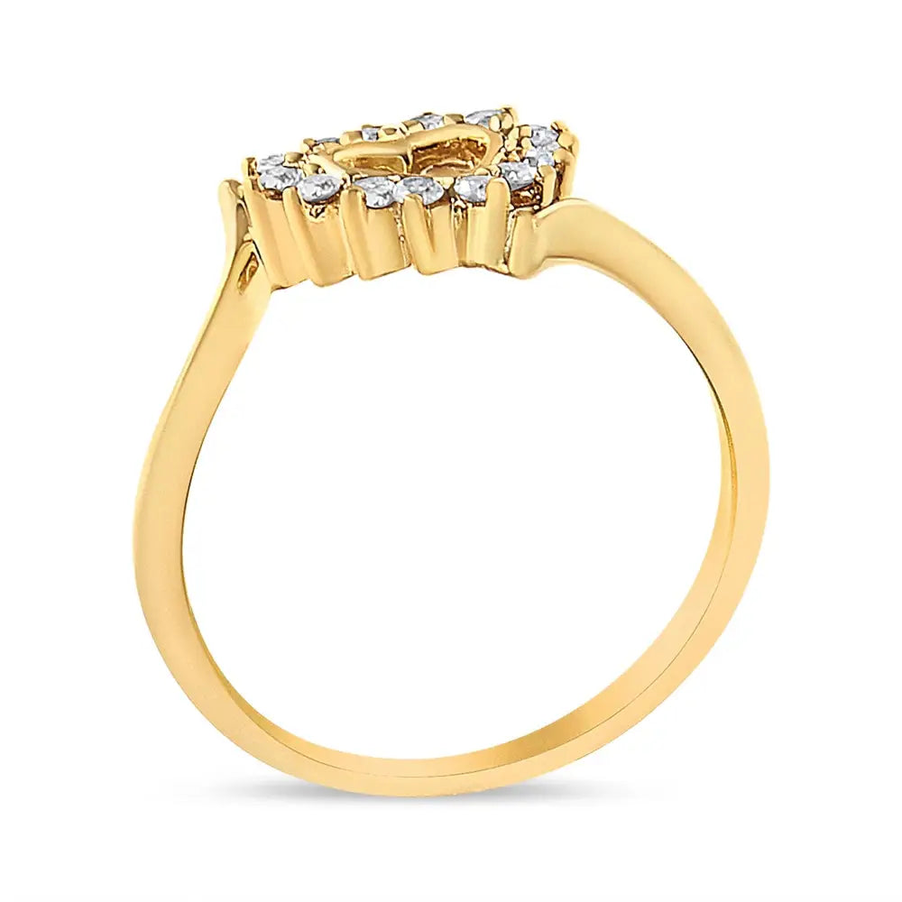 10k Yellow Gold Plated.925 Sterling Silver 1/4 Cttw Diamond Open Heart Promise Ring - Fine Jewelry us Direct