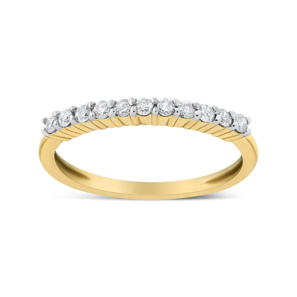 10k Yellow Gold Plated.925 Sterling Silver 1/4 Cttw Shared Prong Set Champagne Diamond Band Ring (k-l Color I1-i2