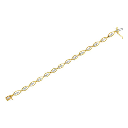 10k Yellow Gold Plated.925 Sterling Silver 1 Cttw Prong Set Round-cut Diamond Link Bracelet (j-k Color I1-i2 Clarity)