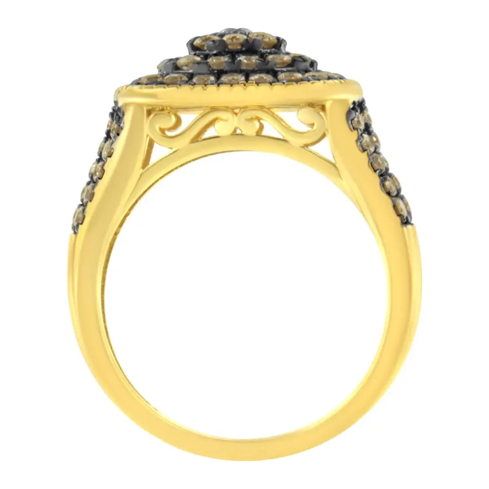 10k Yellow Gold Plated.925 Sterling Silver 1cttw Prong Set Round-cut Diamond Square Ring (i1-i2 Clarity J-k Color)