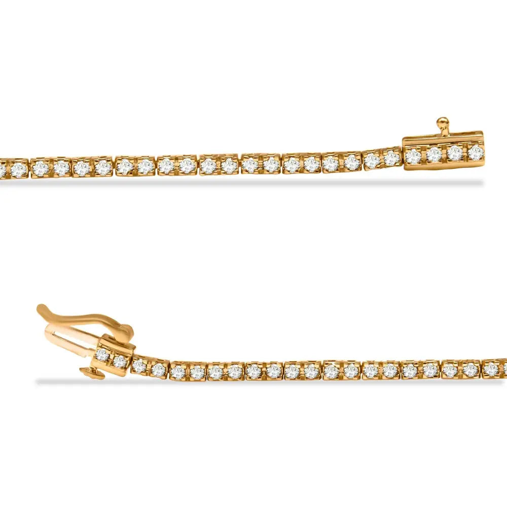 10k Yellow Gold Plated.925 Sterling Silver 2.0 Cttw Champagne Diamond Tennis 7’’ Bracelet (champagne Color I3