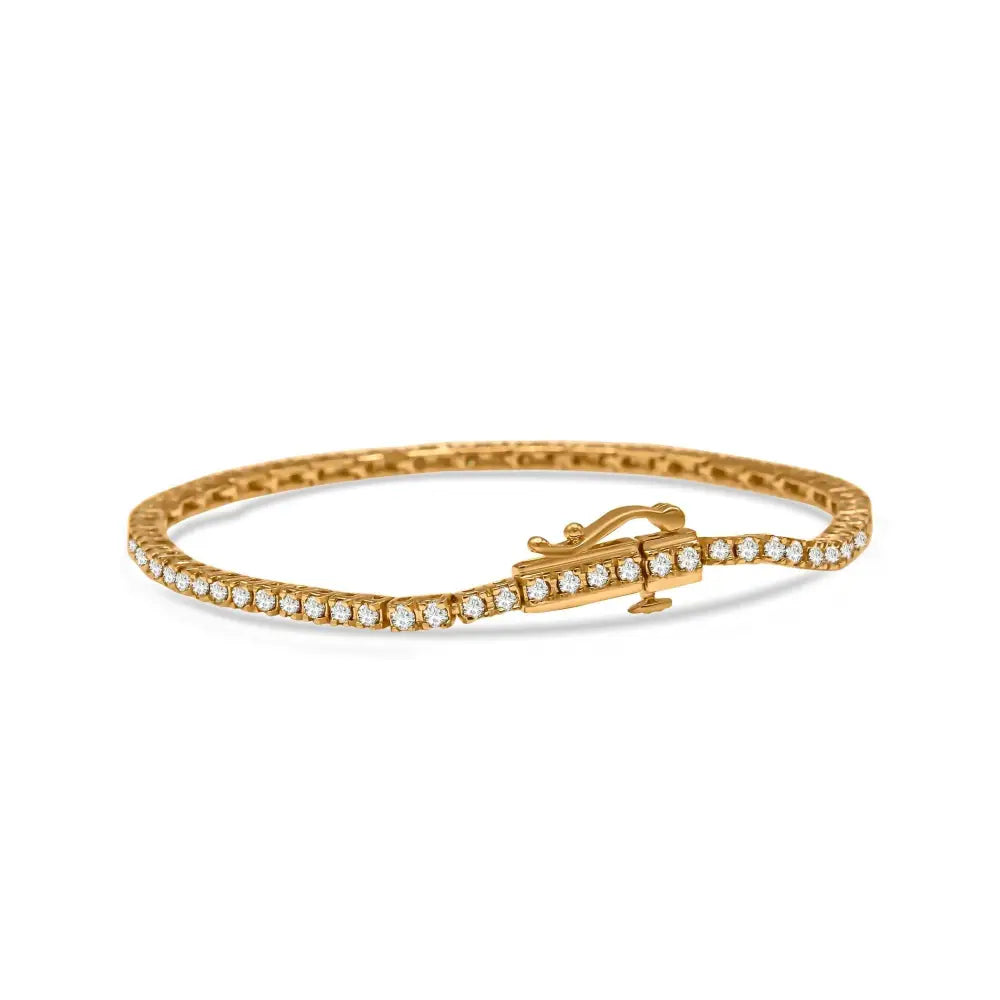 10k Yellow Gold Plated.925 Sterling Silver 2.0 Cttw Champagne Diamond Tennis 7’’ Bracelet (champagne Color I3