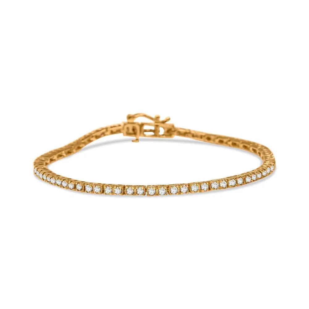 10k Yellow Gold Plated.925 Sterling Silver 2.0 Cttw Champagne Diamond Tennis 7’’ Bracelet (champagne Color I3