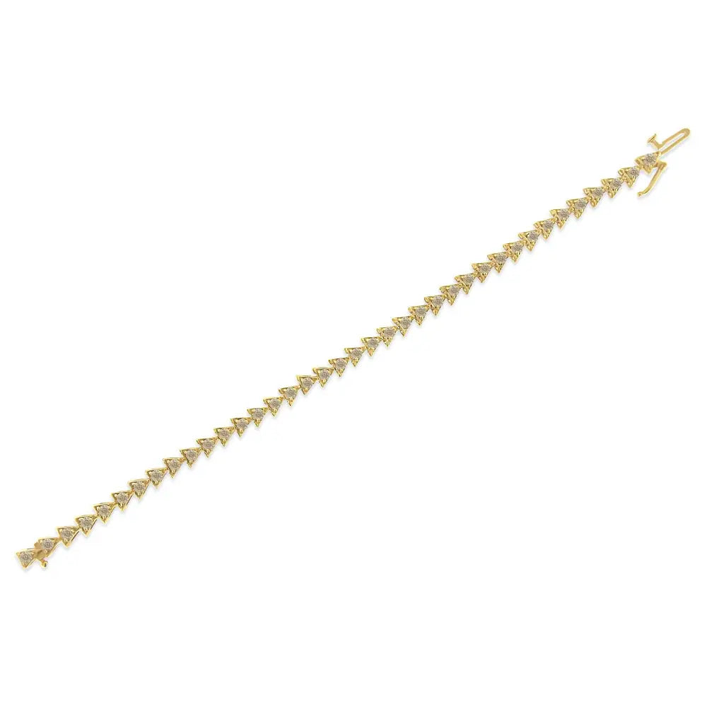 10k Yellow Gold Plated.925 Sterling Silver 3.0 Cttw Diamond Triangle Link Tennis Bracelet (i-j Color Si2-i1 Clarity)