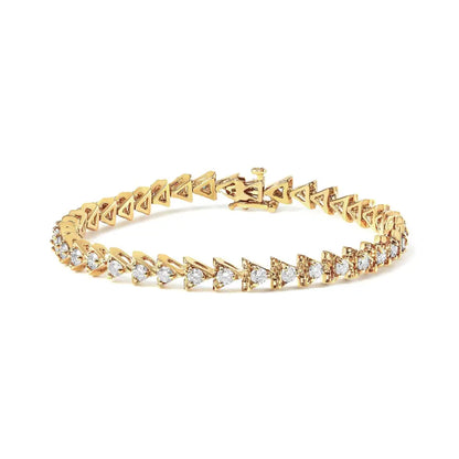 10k Yellow Gold Plated.925 Sterling Silver 3.0 Cttw Diamond Triangle Link Tennis Bracelet (i-j Color Si2-i1 Clarity)