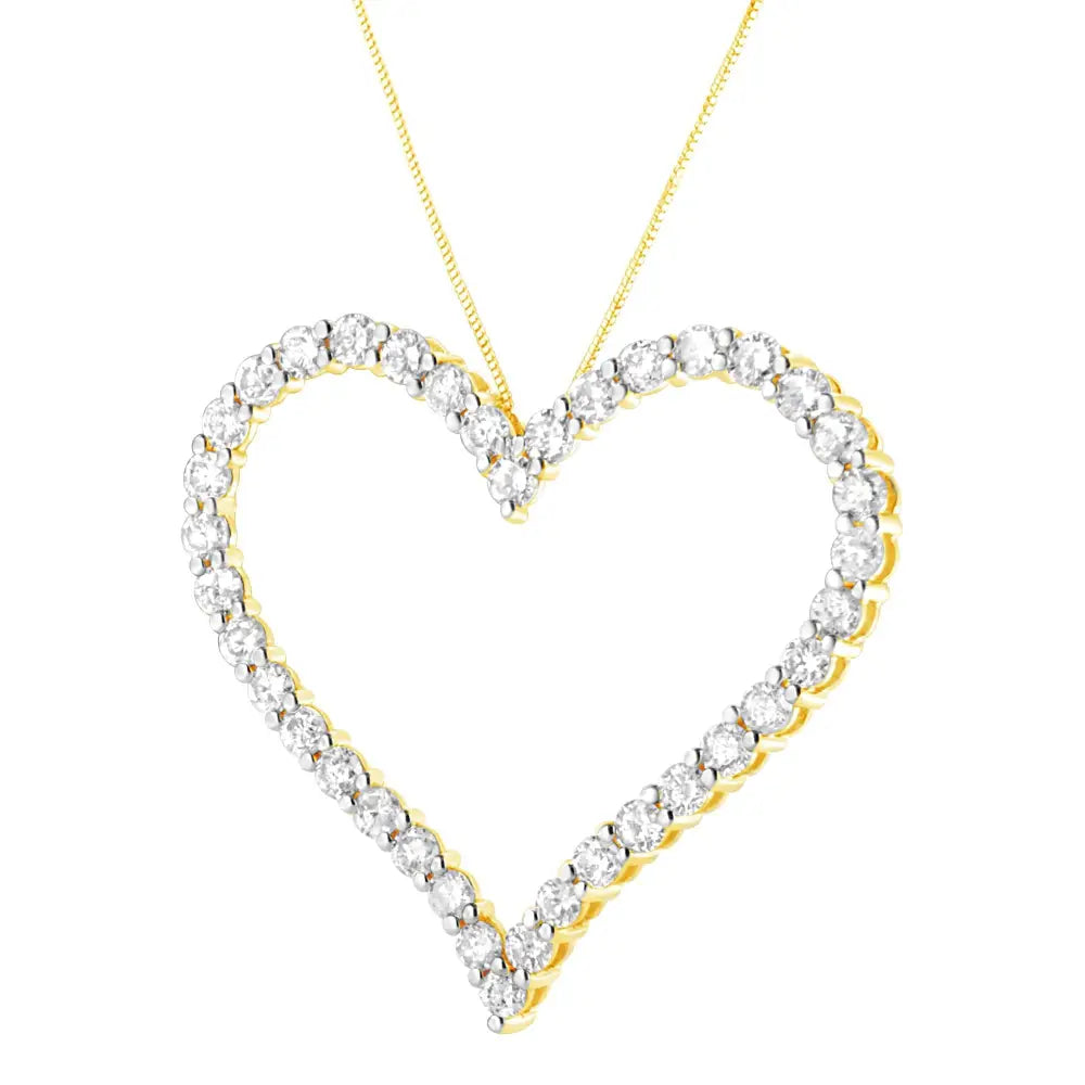 10k Yellow Gold Plated.925 Sterling Silver 3.0 Cttw Round-cut Diamond Open Heart Pendant Necklace (j-k Color I1-i2