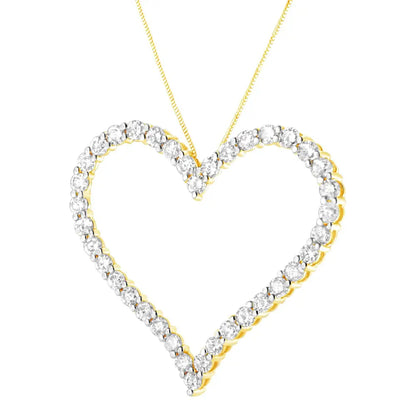 10k Yellow Gold Plated.925 Sterling Silver 3.0 Cttw Round-cut Diamond Open Heart Pendant Necklace (j-k Color I1-i2