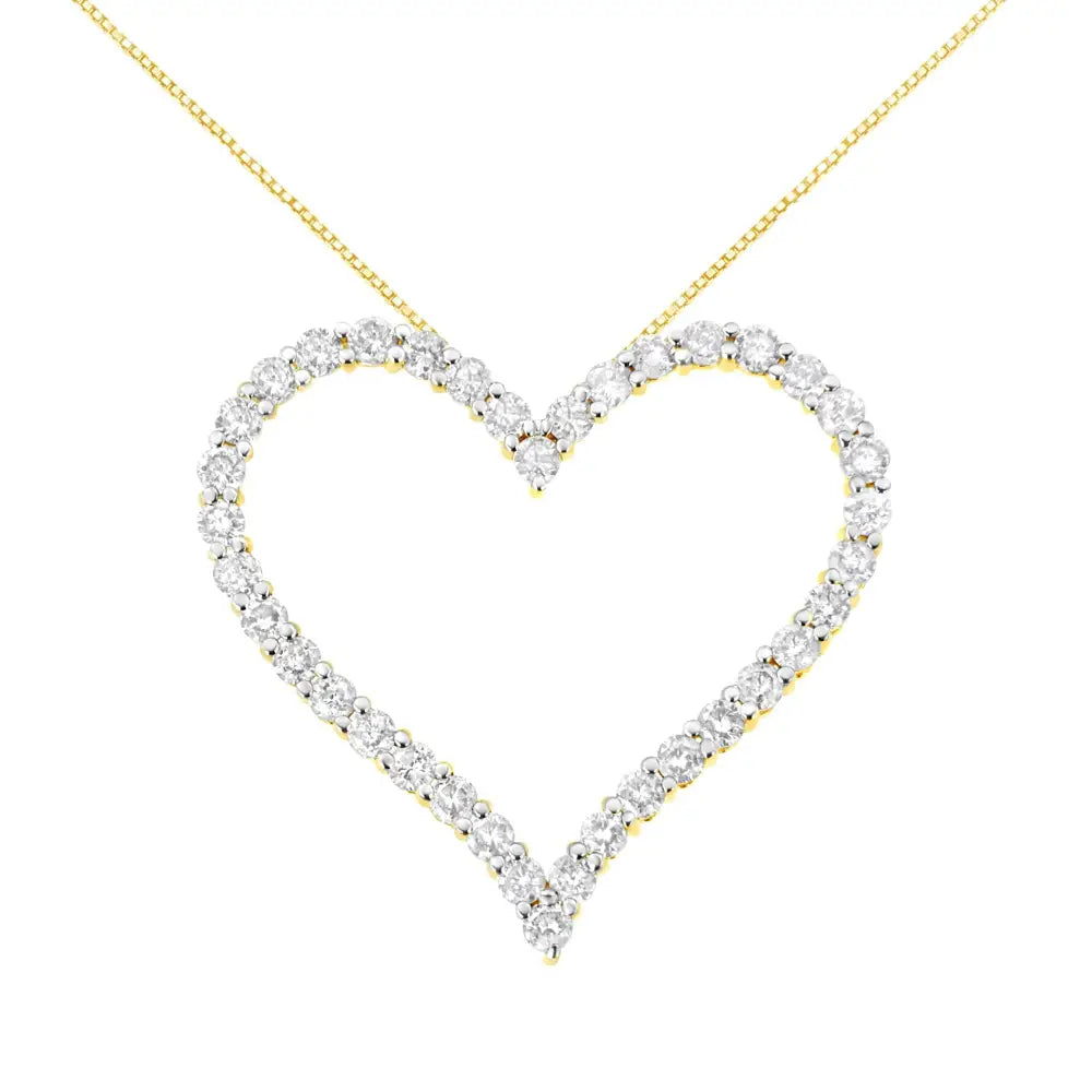 10k Yellow Gold Plated.925 Sterling Silver 3.0 Cttw Round-cut Diamond Open Heart Pendant Necklace (j-k Color I1-i2