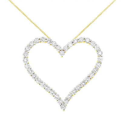 10k Yellow Gold Plated.925 Sterling Silver 3.0 Cttw Round-cut Diamond Open Heart Pendant Necklace (j-k Color I1-i2