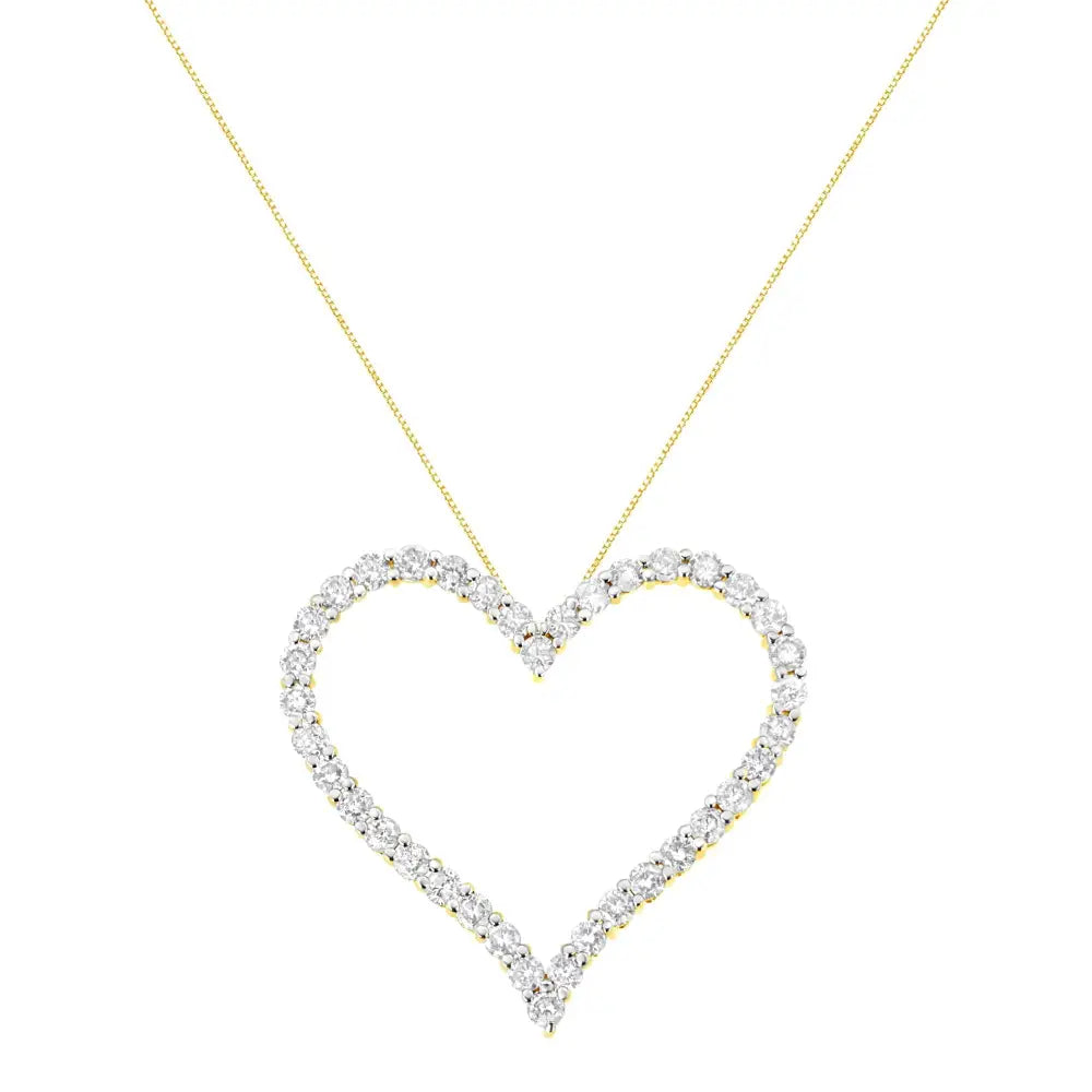 10k Yellow Gold Plated.925 Sterling Silver 3.0 Cttw Round-cut Diamond Open Heart Pendant Necklace (j-k Color I1-i2