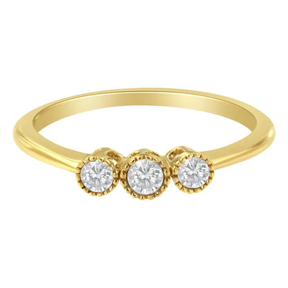 10k Yellow Gold Plated.925 Sterling Silver 3 Stone Diamond Ring (1/4 Cttw J-k Color I2-i3 Clarity) - Fine Jewelry