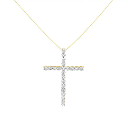 10k Yellow Gold Plated.925 Sterling Silver 4.0 Cttw Round Cut Diamond Cross Pendant Necklace (j-k Color I1-i2 Clarity)