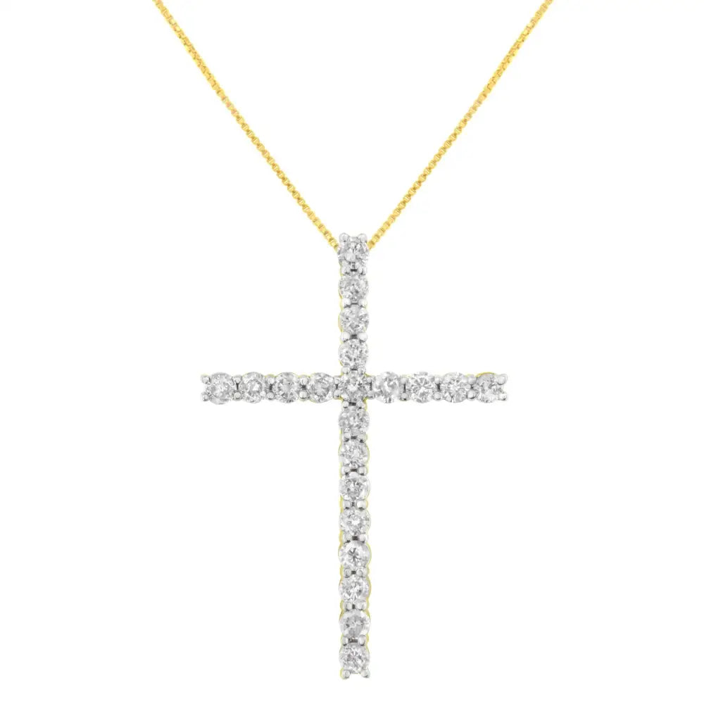 10k Yellow Gold Plated.925 Sterling Silver 4.0 Cttw Round Cut Diamond Cross Pendant Necklace (j-k Color I1-i2 Clarity)