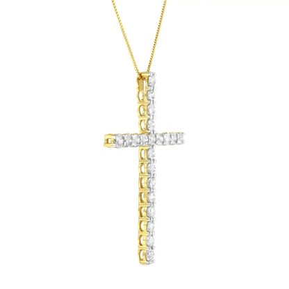 10k Yellow Gold Plated.925 Sterling Silver 4.0 Cttw Round Cut Diamond Cross Pendant Necklace (j-k Color I1-i2 Clarity)