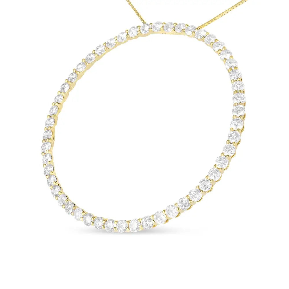 10k Yellow Gold Plated.925 Sterling Silver 4 Cttw Diamond Circle Hoop 18’’ Pendant Necklace (j-k Color I1-i2