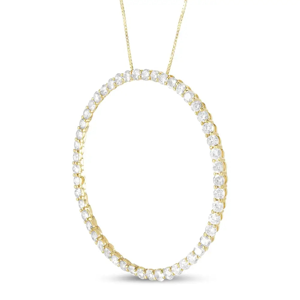 10k Yellow Gold Plated.925 Sterling Silver 4 Cttw Diamond Circle Hoop 18’’ Pendant Necklace (j-k Color I1-i2