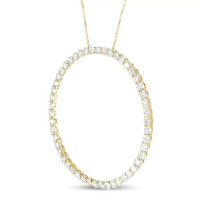 10k Yellow Gold Plated.925 Sterling Silver 4 Cttw Diamond Circle Hoop 18’’ Pendant Necklace (j-k Color I1-i2