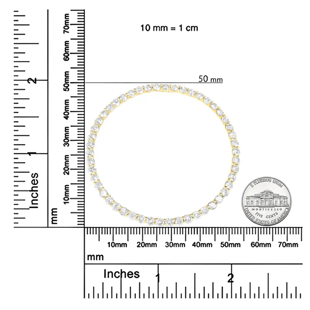 10k Yellow Gold Plated.925 Sterling Silver 4 Cttw Diamond Circle Hoop 18’’ Pendant Necklace (j-k Color I1-i2