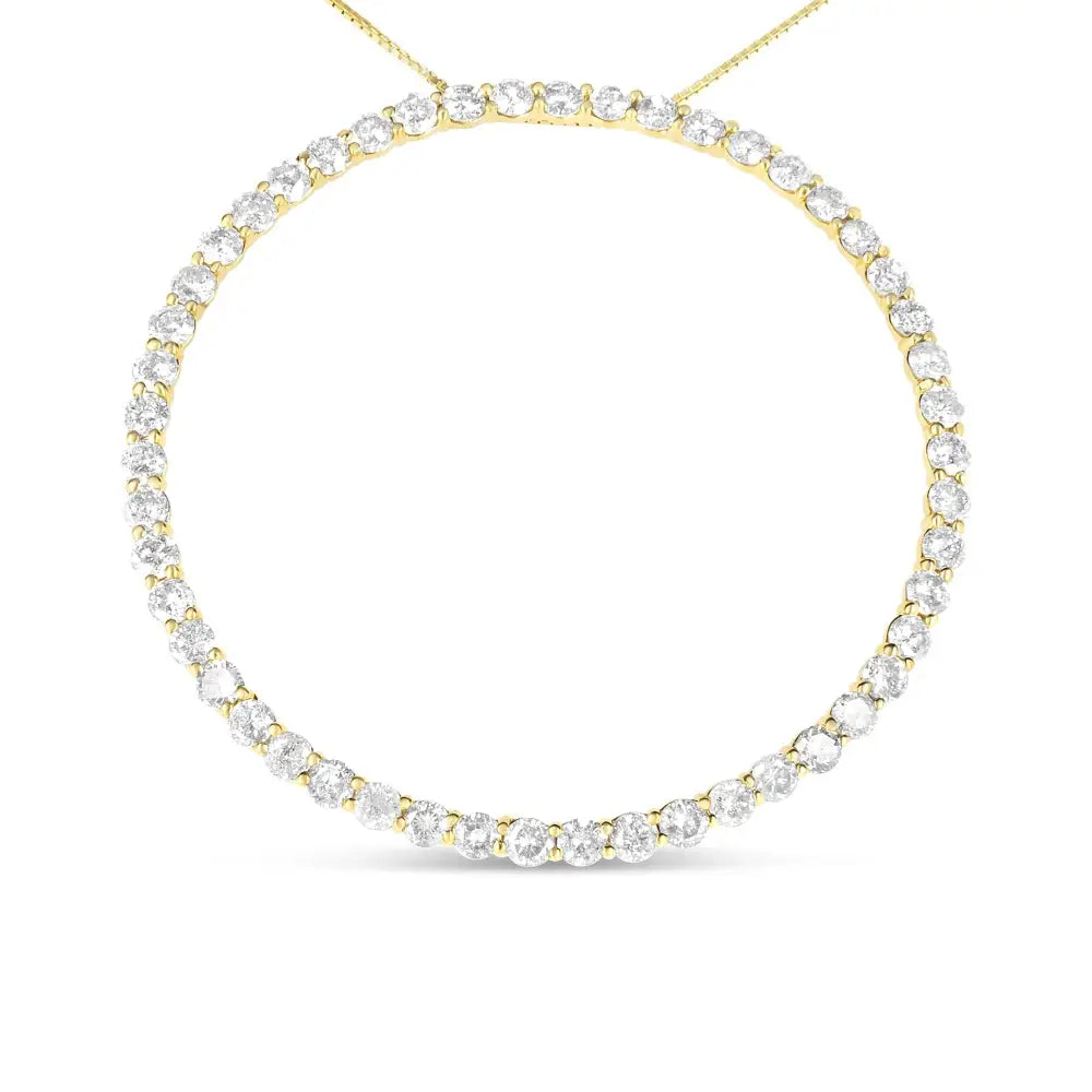 10k Yellow Gold Plated.925 Sterling Silver 4 Cttw Diamond Circle Hoop 18’’ Pendant Necklace (j-k Color I1-i2