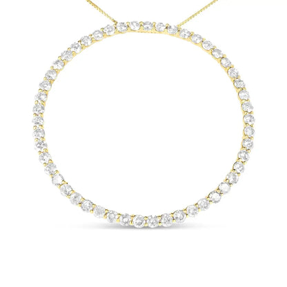 10k Yellow Gold Plated.925 Sterling Silver 4 Cttw Diamond Circle Hoop 18’’ Pendant Necklace (j-k Color I1-i2