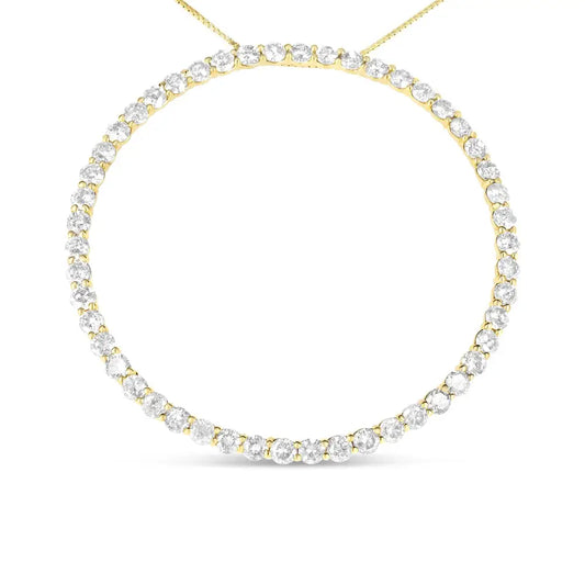 10k Yellow Gold Plated.925 Sterling Silver 4 Cttw Diamond Circle Hoop 18’’ Pendant Necklace (j-k Color I1-i2