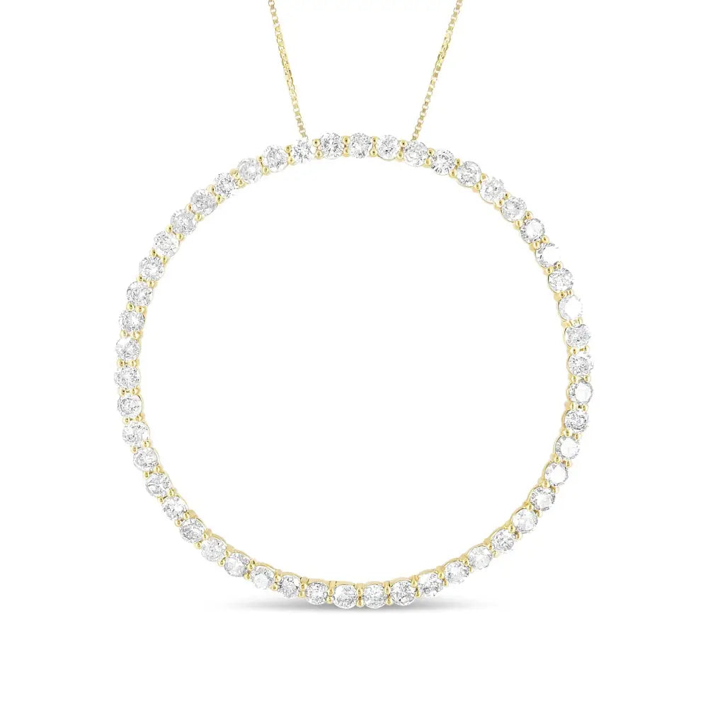 10k Yellow Gold Plated.925 Sterling Silver 4 Cttw Diamond Circle Hoop 18’’ Pendant Necklace (j-k Color I1-i2