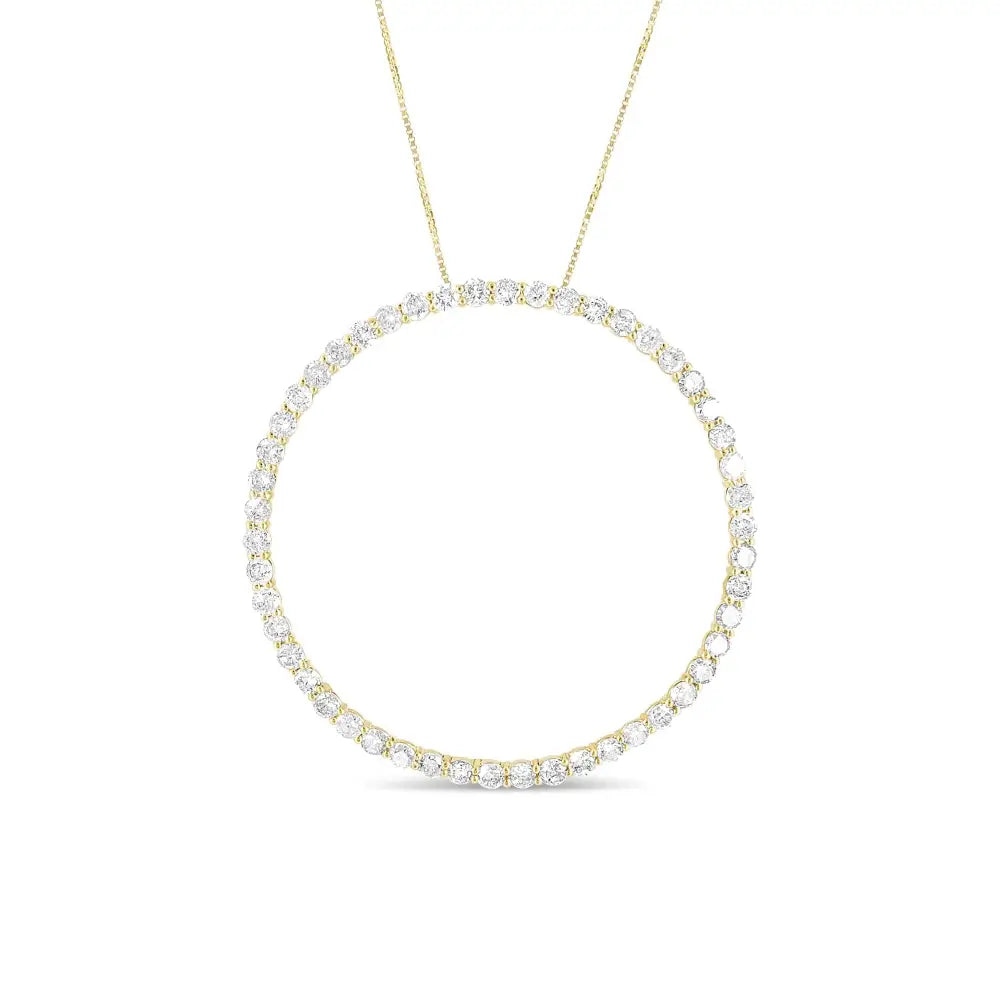 10k Yellow Gold Plated.925 Sterling Silver 4 Cttw Diamond Circle Hoop 18’’ Pendant Necklace (j-k Color I1-i2