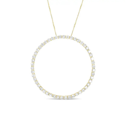 10k Yellow Gold Plated.925 Sterling Silver 4 Cttw Diamond Circle Hoop 18’’ Pendant Necklace (j-k Color I1-i2