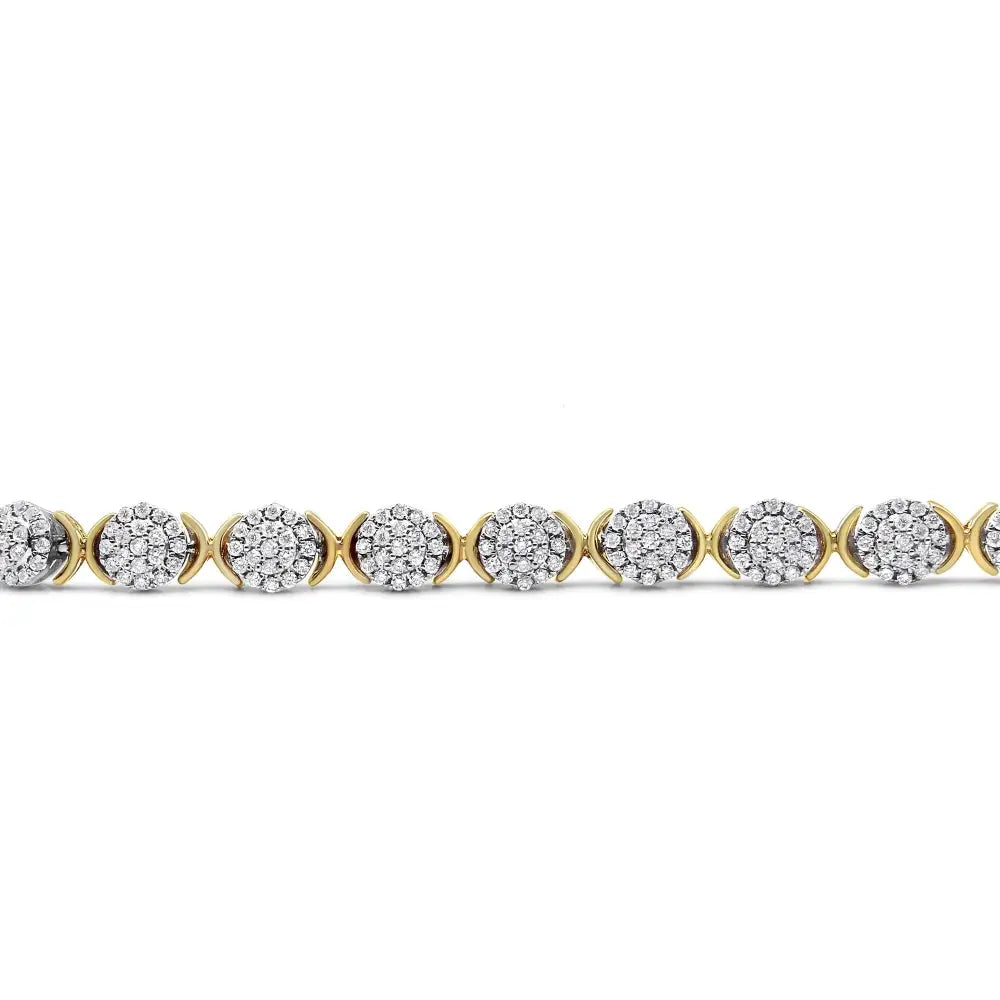 10k Yellow Gold Plated.925 Sterling Silver 5.00 Cttw Lab Grown Round Diamond Cluster Tennis Link Bracelet (g-h Color