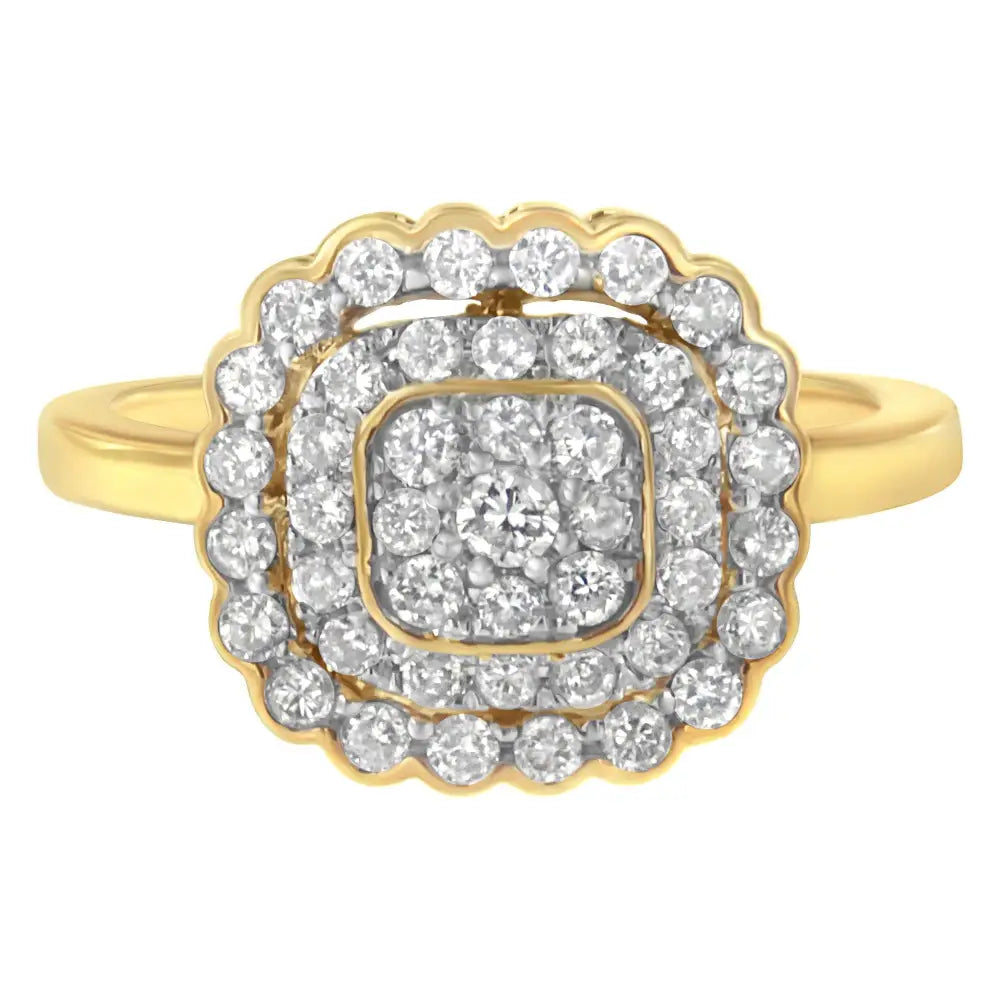 10k Yellow Gold Plated.925 Sterling Silver Diamond Cocktail Ring (3/4 Cttw J-k Color I2-i3 Clarity) - Fine Jewelry