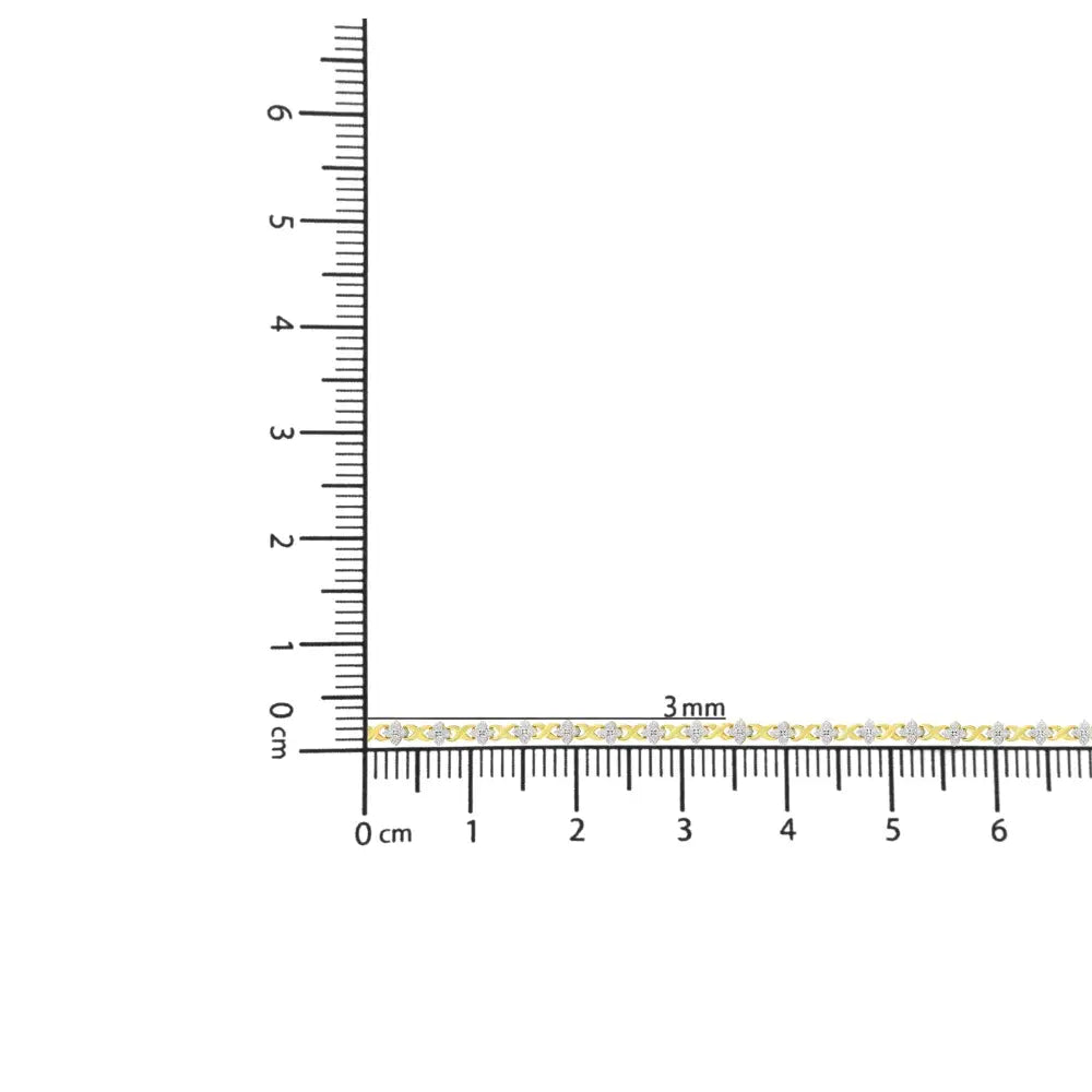 10k Yellow Gold Plated Sterling Silver 1/4 Cttw Diamond 4 Leaf Clover Link Tennis Bracelet (i-j Color I2-i3 Clarity)