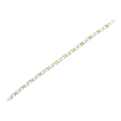 10k Yellow Gold Plated Sterling Silver 1/4 Cttw Diamond Infinity and x Link Bracelet (i-j Clarity I2-i3 Color) - Size