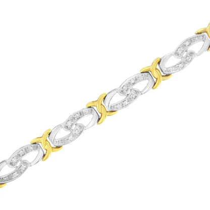 10k Yellow Gold Plated Sterling Silver 1/4 Cttw Diamond Infinity and x Link Bracelet (i-j Clarity I2-i3 Color) - Size