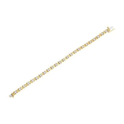 10k Yellow Gold Plated Sterling Silver 1 Cttw Diamond Link Bracelet (j-k Clarity I1-i2 Color) - Size 7’’ - Fine