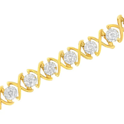 10k Yellow Gold Plated Sterling Silver 2 Cttw Diamond ?Xoxo’ Bracelet (j-k Clarity I1-i2 Color) - Size 7.25’’