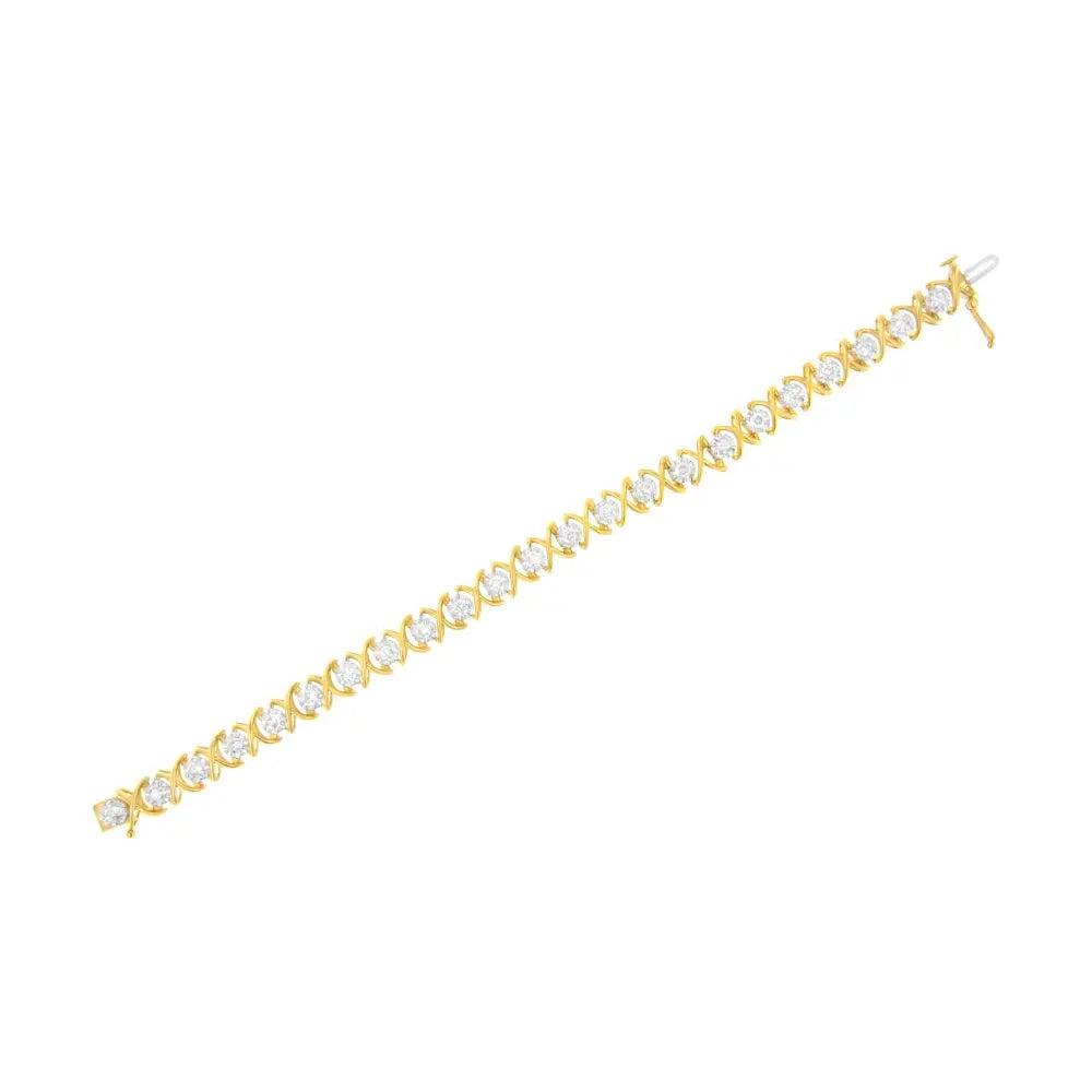 10k Yellow Gold Plated Sterling Silver 2 Cttw Diamond ?Xoxo’ Bracelet (j-k Clarity I1-i2 Color) - Size 7.25’’