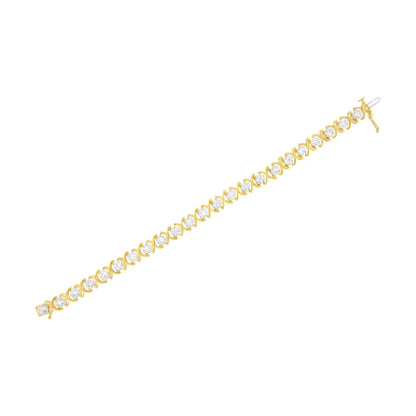 10k Yellow Gold Plated Sterling Silver 2 Cttw Diamond ?Xoxo’ Bracelet (j-k Clarity I1-i2 Color) - Size 7.25’’