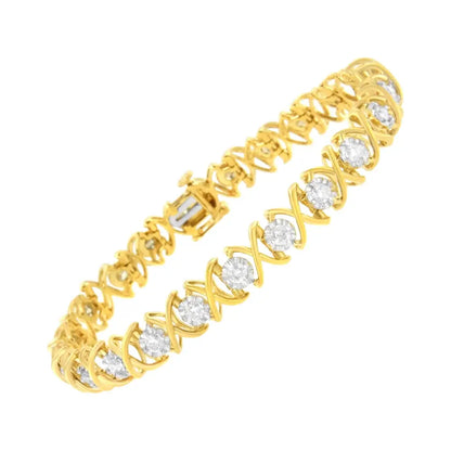 10k Yellow Gold Plated Sterling Silver 2 Cttw Diamond ?Xoxo’ Bracelet (j-k Clarity I1-i2 Color) - Size 7.25’’