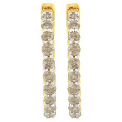 10k Yellow Gold Plated Sterling Silver Diamond Hoop Earrings (2 Cttw K-l Color I2-i3 Clarity) - Fine Jewelry us Direct