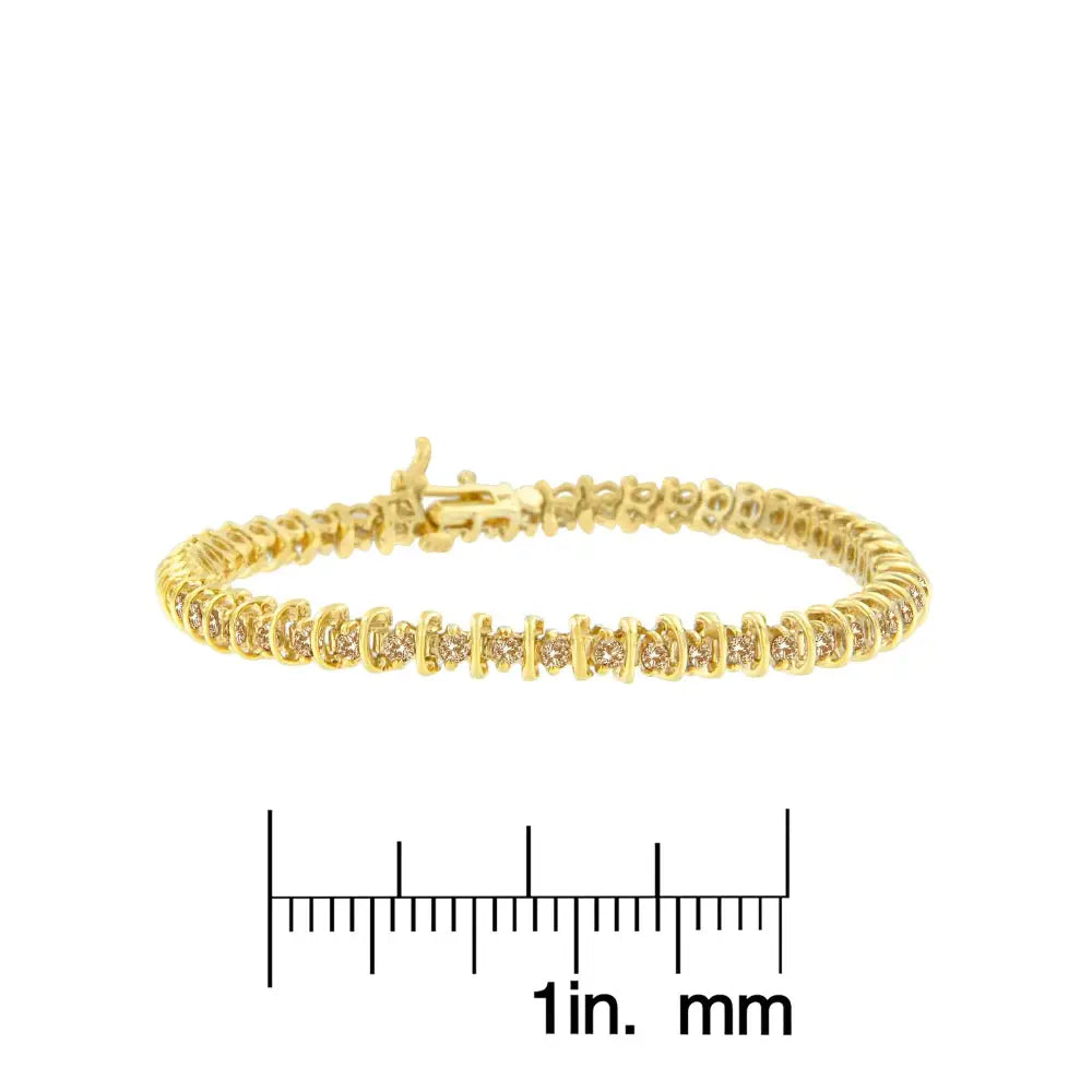 10k Yellow Gold-plated Sterling Silver Diamond Tennis Bracelet (2.00 Cttw K-l Color I1-i2 Clarity) - Fine Jewelry