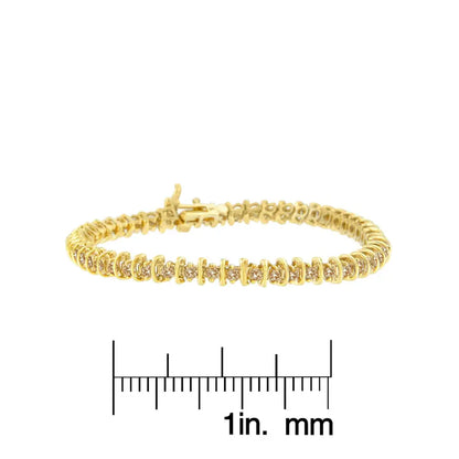 10k Yellow Gold-plated Sterling Silver Diamond Tennis Bracelet (2.00 Cttw K-l Color I1-i2 Clarity) - Fine Jewelry