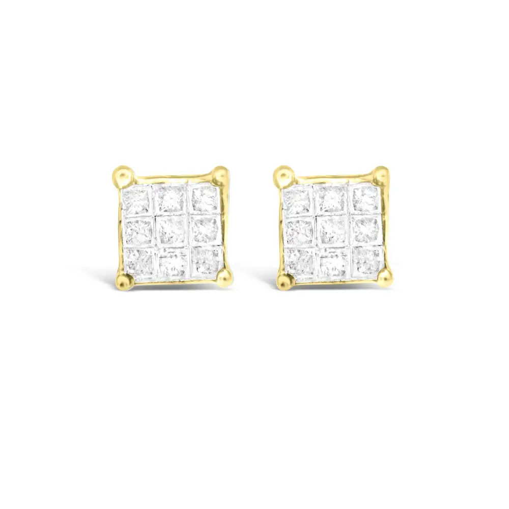 10k Yellow Gold Princess-cut Composite 18-stone Diamond Earrings (0.25 Cttw J-k Color I2-i3 Clarity) - Fine Jewelry