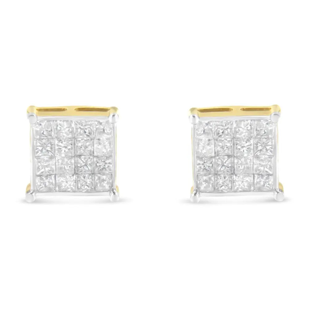 10k Yellow Gold Princess Cut Diamond Stud Earrings (2 Cttw H-i Color I2-i3 Clarity) - Fine Jewelry us Direct