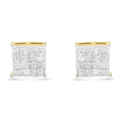 10k Yellow Gold Princess Cut Diamond Stud Earrings (2 Cttw H-i Color I2-i3 Clarity) - Fine Jewelry us Direct