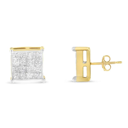 10k Yellow Gold Princess Cut Diamond Stud Earrings (2 Cttw H-i Color I2-i3 Clarity) - Fine Jewelry us Direct