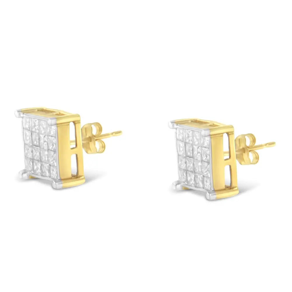 10k Yellow Gold Princess Cut Diamond Stud Earrings (2 Cttw H-i Color I2-i3 Clarity) - Fine Jewelry us Direct